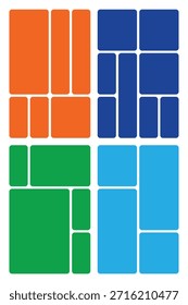 Conjunto de rejilla de bento diseño de rejilla rectangular naranja abstracto con esquinas redondeadas rejilla ui ux