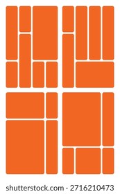 Set of bento grid four quadrants of colorful rounded rectangle layout templates ui ux grid