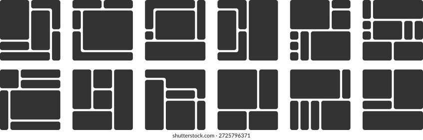 conjunto de Plantillas de diseño de cuadrícula de estilo bento para diseño de Sitio web Ui Ux y collage de fotos