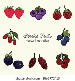 ilustración vectorial de conjunto de bayas