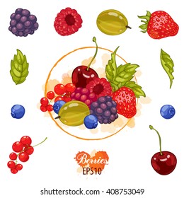 Set berries on a white background