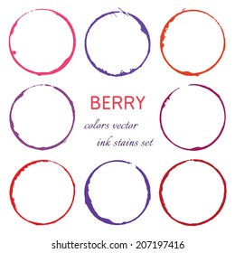 set of berry colors abstract ink stains menu designs