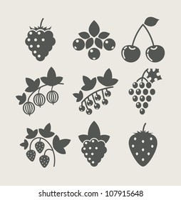 Set Of Berry Food Icon Vector Illustration