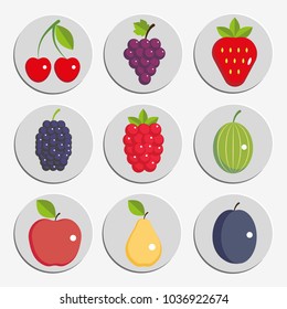 set of berry and fruit signs 
