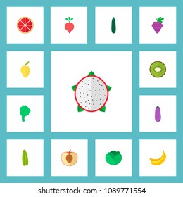 Set of berry icons flat style symbols with kiwi, cabbage, peas and other icons for your web mobile app logo design.