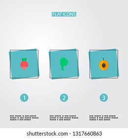 Set of berry icons flat style symbols with apricot, salad, radish and other icons for your web mobile app logo design.