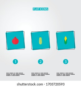 Set of berry icons flat style symbols with squash, corn, pomegranate and other icons for your web mobile app logo design.