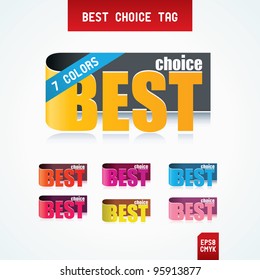Set of Best Choice Tags. 7 colors versions.