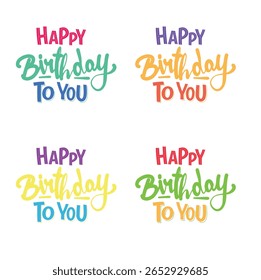 Conjunto de melhores cores Feliz aniversário texto fontes, efeitos de texto Feliz aniversário desejo, HBD palavras vetor