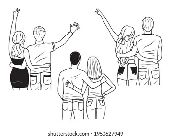 Set of best friends hugging. Collection of people having good time together. Happy friendship day. Vector illustration illustration of strong friendships.