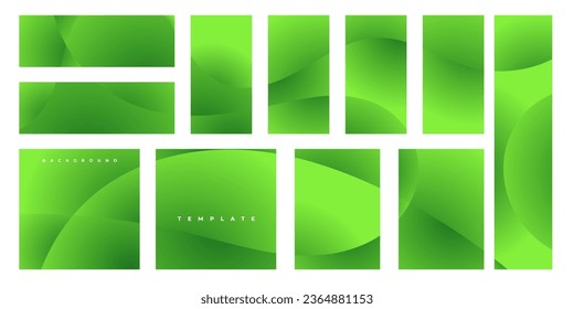 set of best green bio wave gradient business background template