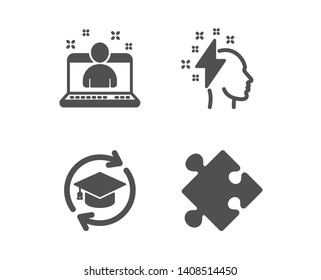 Set Of Best Manager, Continuing Education And Brainstorming Icons. Strategy Sign. Best Developer, Online Education, Lightning Bolt. Puzzle.  Classic Design Best Manager Icon. Flat Design. Vector