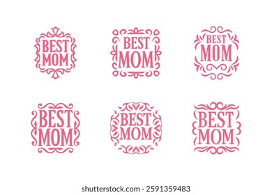  Set of best mom lettering vector .