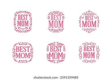  Set of best mom lettering vector .