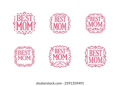  Set of best mom lettering vector .