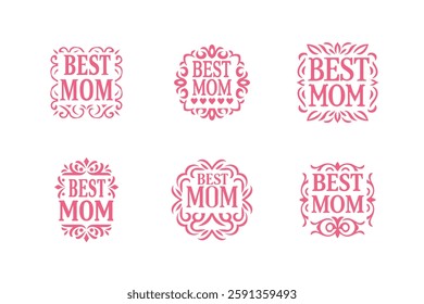  Set of best mom lettering vector .