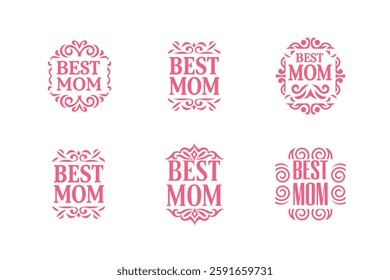 Set of Best mom lettering vector.