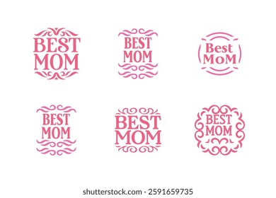 Set of Best mom lettering vector.