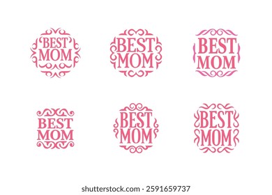 Set of Best mom lettering vector.