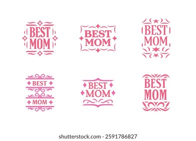 Set of best mom lettering vector .