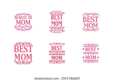 Set of best mom lettering vector .