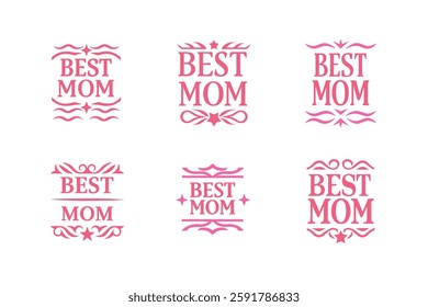 Set of best mom lettering vector .