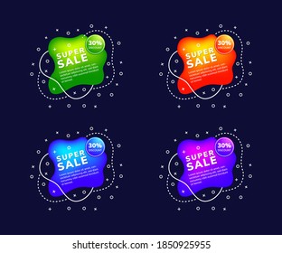 Set of Best offer and sale liquid shape of element banners. Chat speech bubble sign. Web shopping labels. gradient color with four variant are green, blue, purple and orange. 