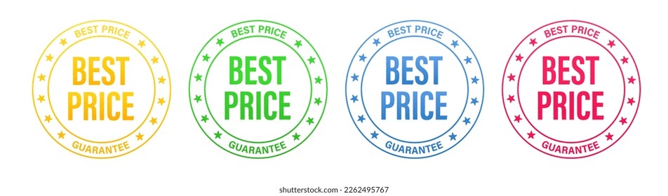 Set Best price sale grunge rubber stamp. Best price guaranteed. He will burn the background. Business concept best price stamp pizzatogram. Vector illustration