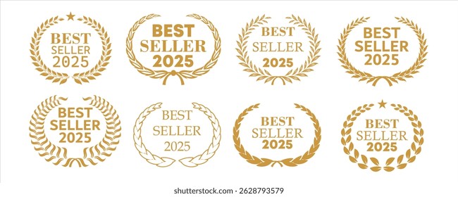 Definir o design de ícone de melhor vendedor com louro, logotipo do distintivo de melhor vendedor isolado.