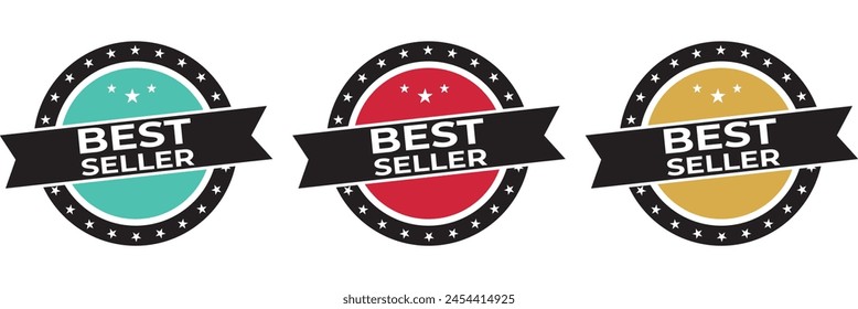 set of best seller stickers, badges, labels vector illustration.  isolated on white background