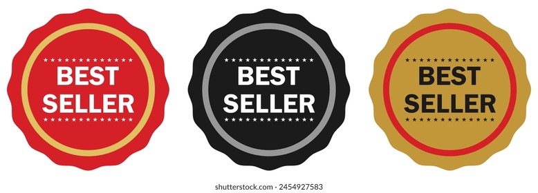set of best seller stickers, badges, labels vector illustration. isolated on white background. vector template