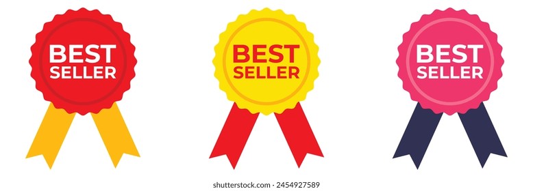 set of best seller stickers, badges, labels vector illustration. isolated on white background. vector template