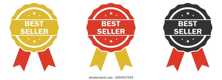 set of best seller stickers, badges, labels vector illustration. isolated on white background. vector template