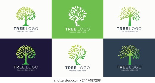 conjunto de las mejores colecciones de logotipo de árbol, logotipos perfectos para la marca de la empresa.