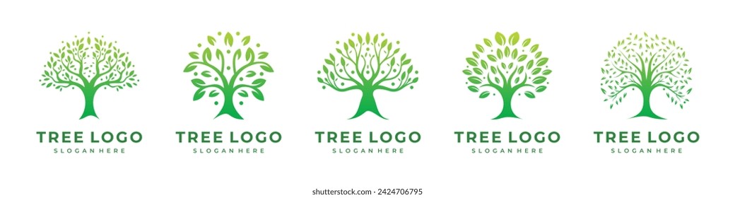 set of best tree logo design template collections