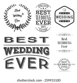 Set of best wedding ever labels Vector illustration