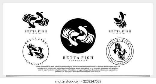 set of betta fish logo design with template