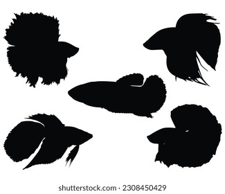 Set of Betta Fish Silhouette Bundle, Fish Bundle