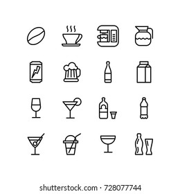 Set of beverage and alcoholic drinks