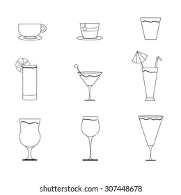 Set beverage ,drink ,refreshment flat icons 