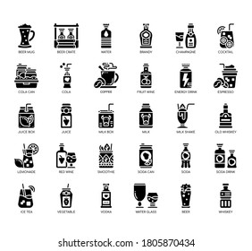 Set of beverage thin line and pixel perfect icons for any web and app project. 