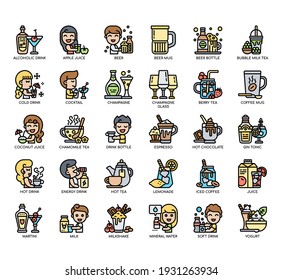 Set of Beverage thin line and pixel perfect icons for any web and app project. 