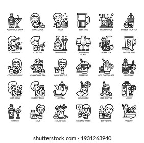 Set of Beverage thin line and pixel perfect icons for any web and app project. 