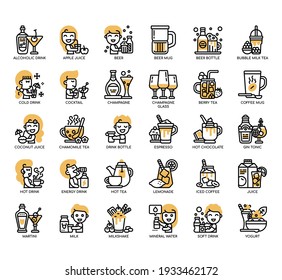 Set of Beverage thin line and pixel perfect icons for any web and app project. 