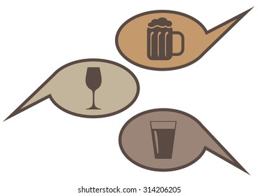 set of beverages on a white background