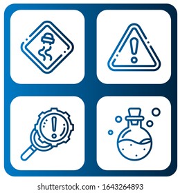 Set of beware icons. Such as Slippery road, Warning, Error, Poison , beware icons