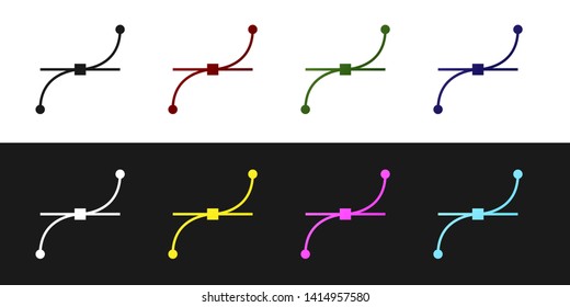 Set Bezier curve icon isolated on black and white background. Pen tool icon. Vector Illustration