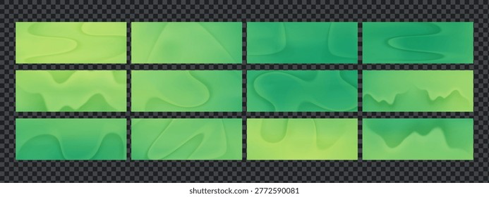 Set of bg gradient green background textures with abstract spring light and smooth pastel flow. Perfect for eco design collections and soft bg, spring visuals.
