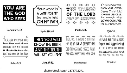 Set of Bible verses. Christian Quotes and Scripture sayings 