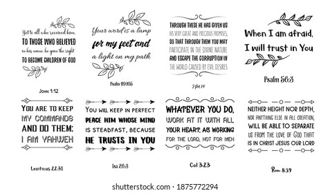 Set of Bible verses. Christian Quotes and Scripture sayings 